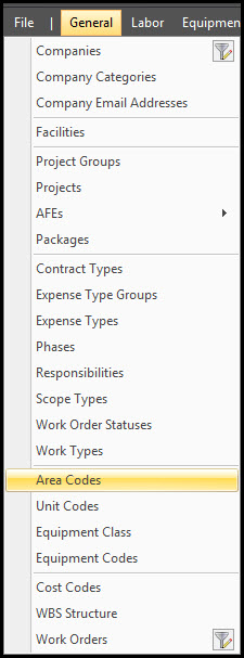 General Menu Image Area codes